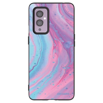 Picasee Μαύρη θήκη σιλικόνης για OnePlus 9 - Pink liquid