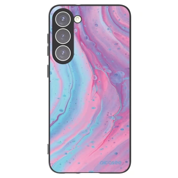 Picasee Μαύρη θήκη σιλικόνης για Samsung Galaxy S23+ 5G - Pink liquid