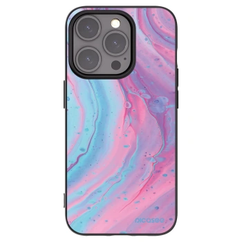 Picasee Μαύρη θήκη σιλικόνης για Apple iPhone 15 Pro - Pink liquid