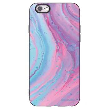Picasee Μαύρη θήκη σιλικόνης για Apple iPhone 6/6S - Pink liquid