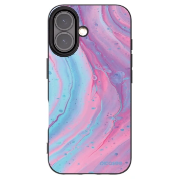 Picasee Μαύρη θήκη σιλικόνης για Apple iPhone 16 - Pink liquid