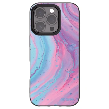 Picasee Μαύρη θήκη σιλικόνης για Apple iPhone 16 Pro - Pink liquid