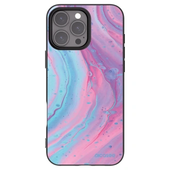 Picasee Μαύρη θήκη σιλικόνης για Apple iPhone 16 Pro Max - Pink liquid