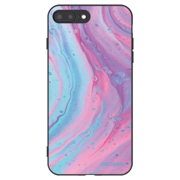 Picasee Μαύρη θήκη σιλικόνης για Apple iPhone 7 Plus - Pink liquid