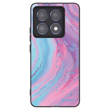 Picasee Μαύρη θήκη σιλικόνης για Xiaomi 14T Pro - Pink liquid