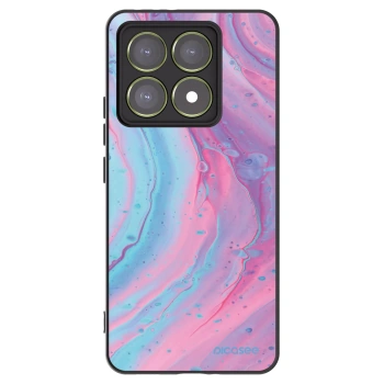 Picasee Μαύρη θήκη σιλικόνης για Xiaomi 14T - Pink liquid