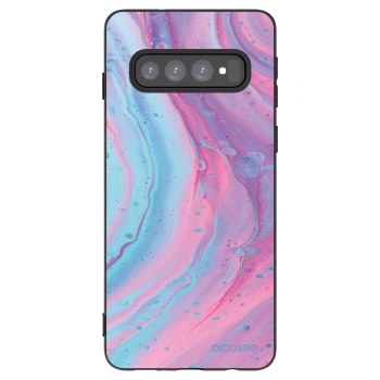 Picasee Μαύρη θήκη σιλικόνης για Samsung Galaxy S10 G973 - Pink liquid