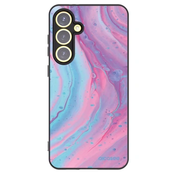 Picasee Μαύρη θήκη σιλικόνης για Samsung Galaxy S24 FE S721B - Pink liquid