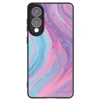 Picasee Μαύρη θήκη σιλικόνης για Samsung Galaxy S25 Edge 5G - Pink liquid