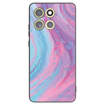 Picasee Μαύρη θήκη σιλικόνης για Motorola Moto G86 5G - Pink liquid