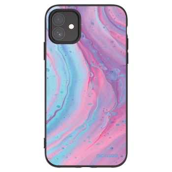Picasee Μαύρη θήκη σιλικόνης για Apple iPhone 11 - Pink liquid