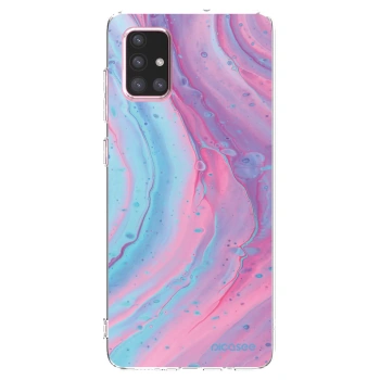 Picasee διαφανής θήκη σιλικόνης Samsung Galaxy A71 A715F - Pink liquid
