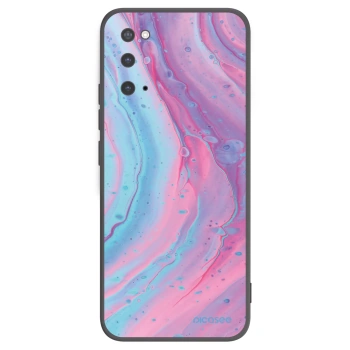 Picasee Μαύρη θήκη σιλικόνης για Samsung Galaxy S20 G980F - Pink liquid