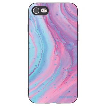 Picasee Μαύρη θήκη σιλικόνης για Apple iPhone SE 2020 - Pink liquid