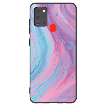 Picasee Μαύρη θήκη σιλικόνης για Samsung Galaxy A21s - Pink liquid