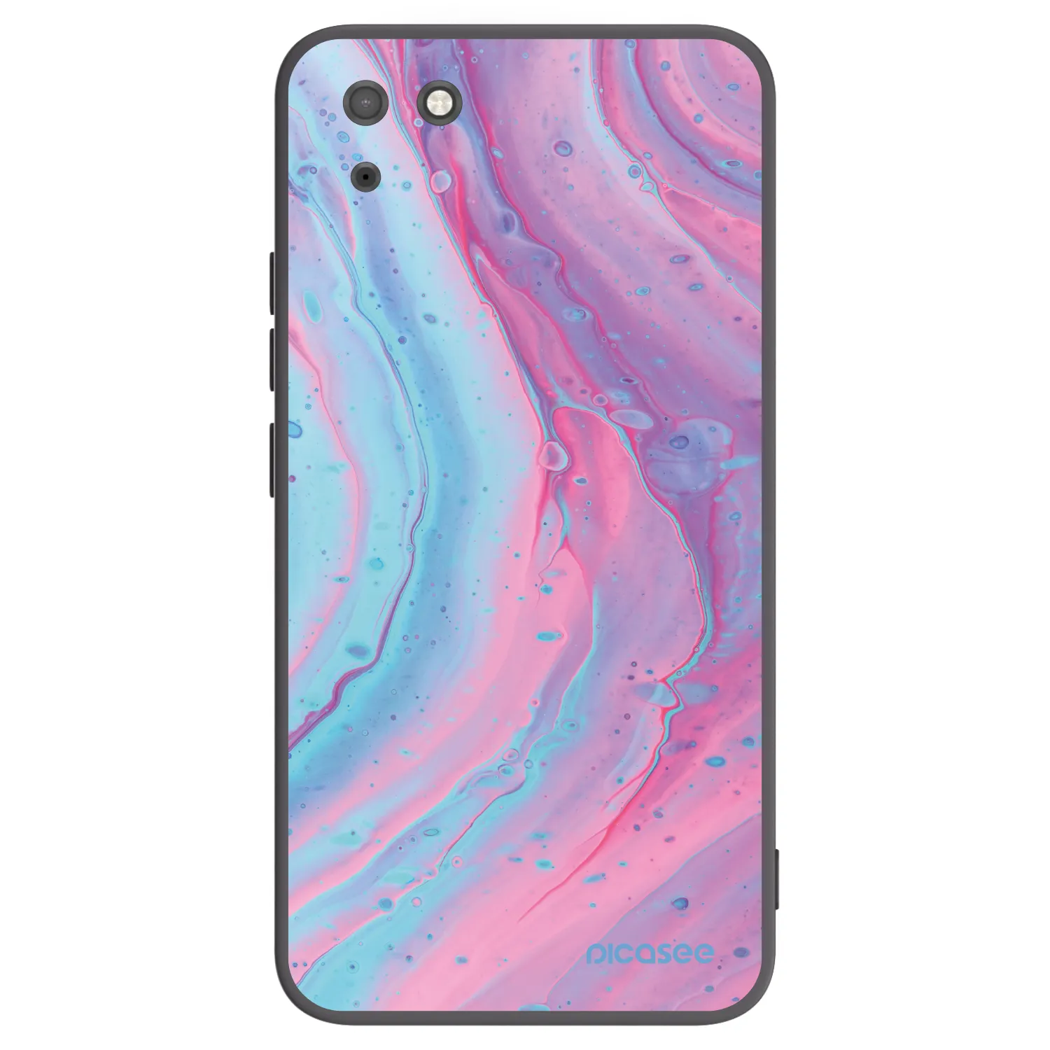 Picasee Μαύρη θήκη σιλικόνης για Huawei Y5P - Pink liquid