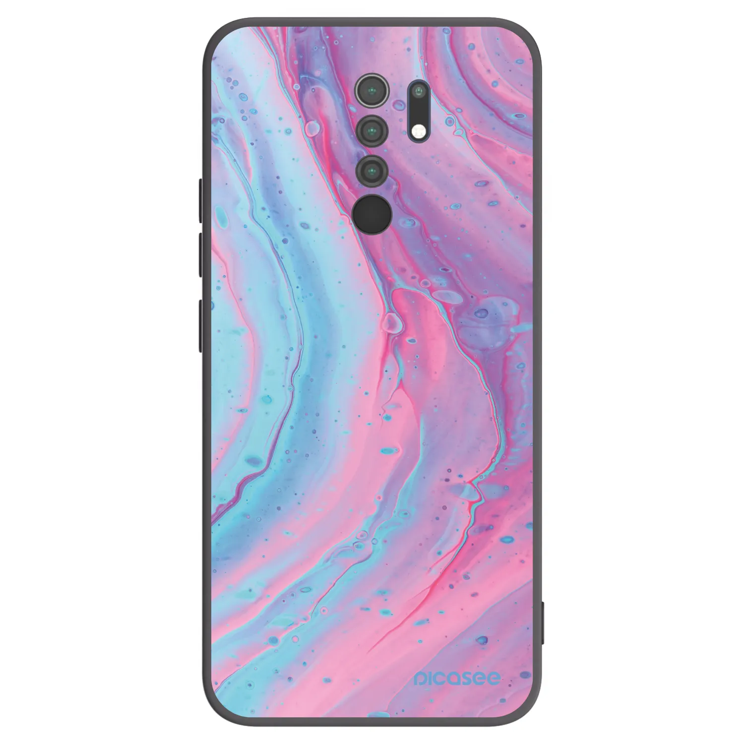 Picasee Μαύρη θήκη σιλικόνης για Xiaomi Redmi 9 - Pink liquid