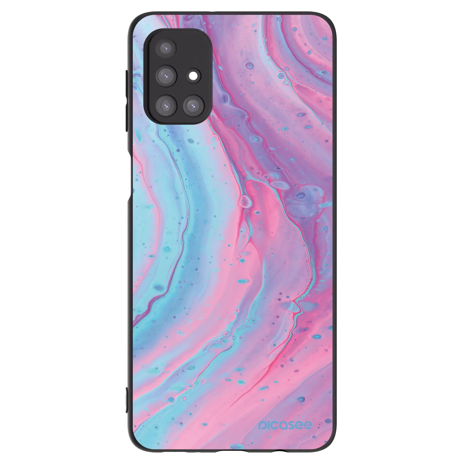 Picasee Μαύρη θήκη σιλικόνης για Samsung Galaxy M31s - Pink liquid