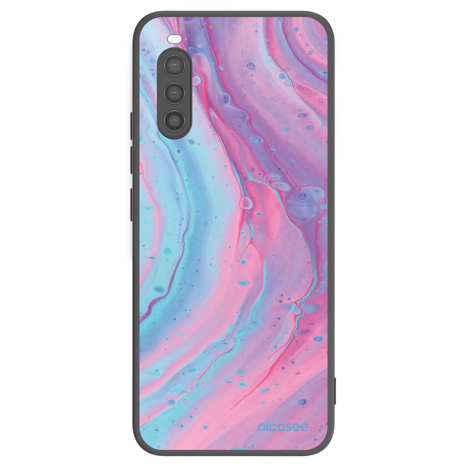 Picasee Μαύρη θήκη σιλικόνης για Sony Xperia 10 II - Pink liquid