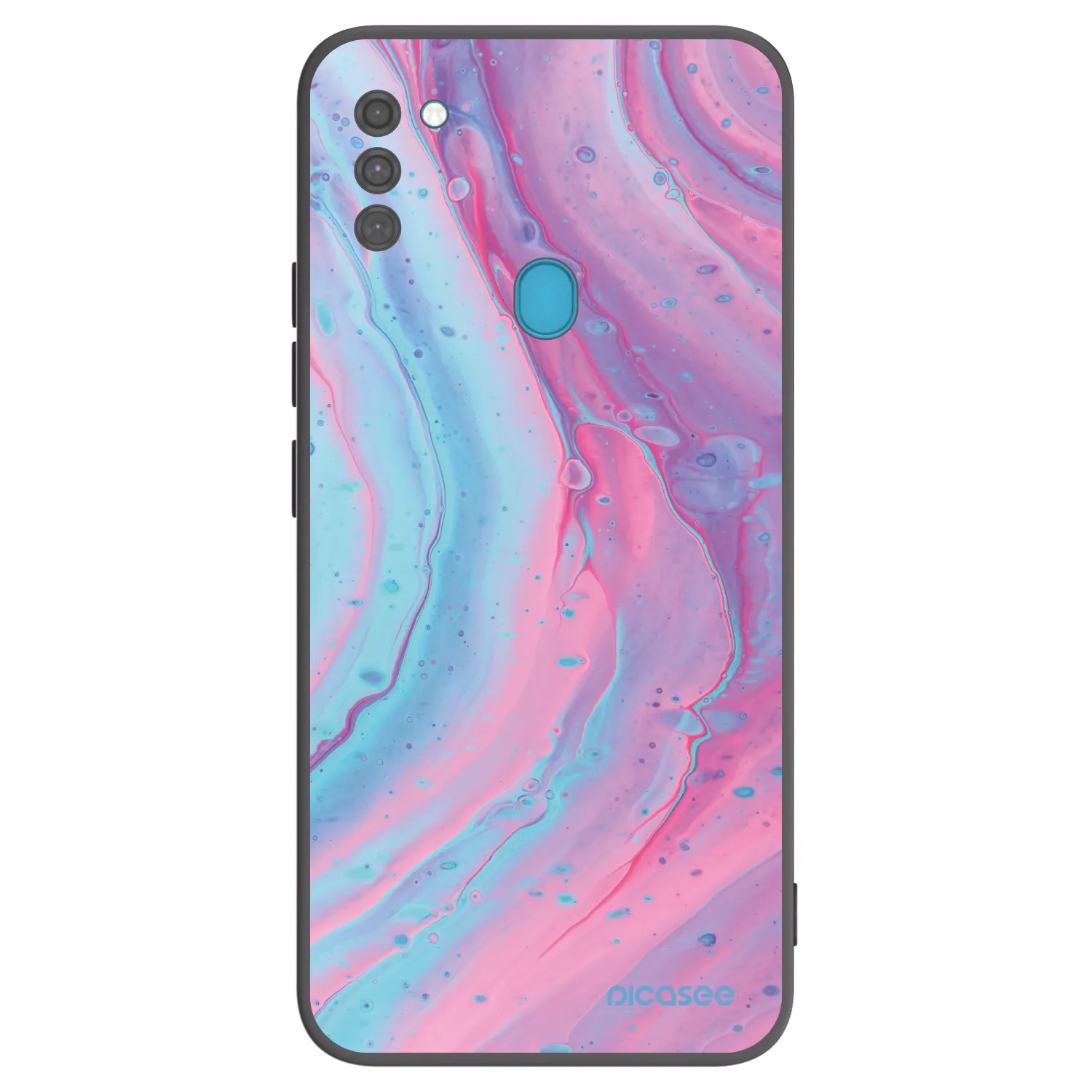 Picasee Μαύρη θήκη σιλικόνης για Samsung Galaxy M11 - Pink liquid
