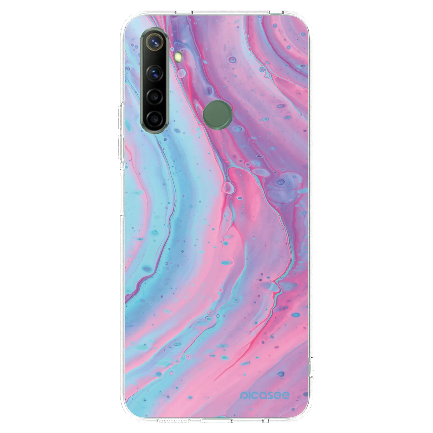 Picasee διαφανής θήκη σιλικόνης Realme 6i - Pink liquid