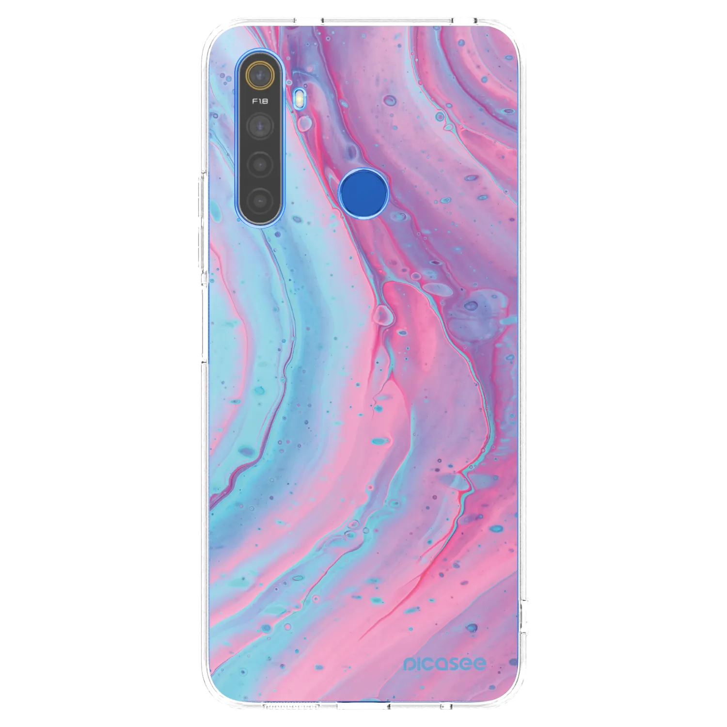 Picasee διαφανής θήκη σιλικόνης Realme 5 - Pink liquid