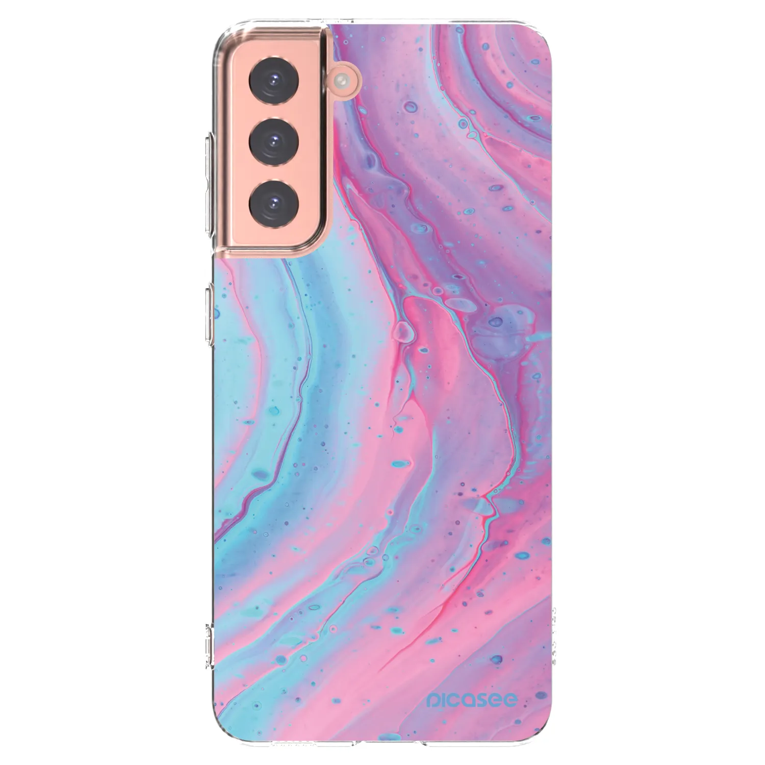 Picasee διαφανής θήκη σιλικόνης Samsung Galaxy S21 5G G991B - Pink liquid