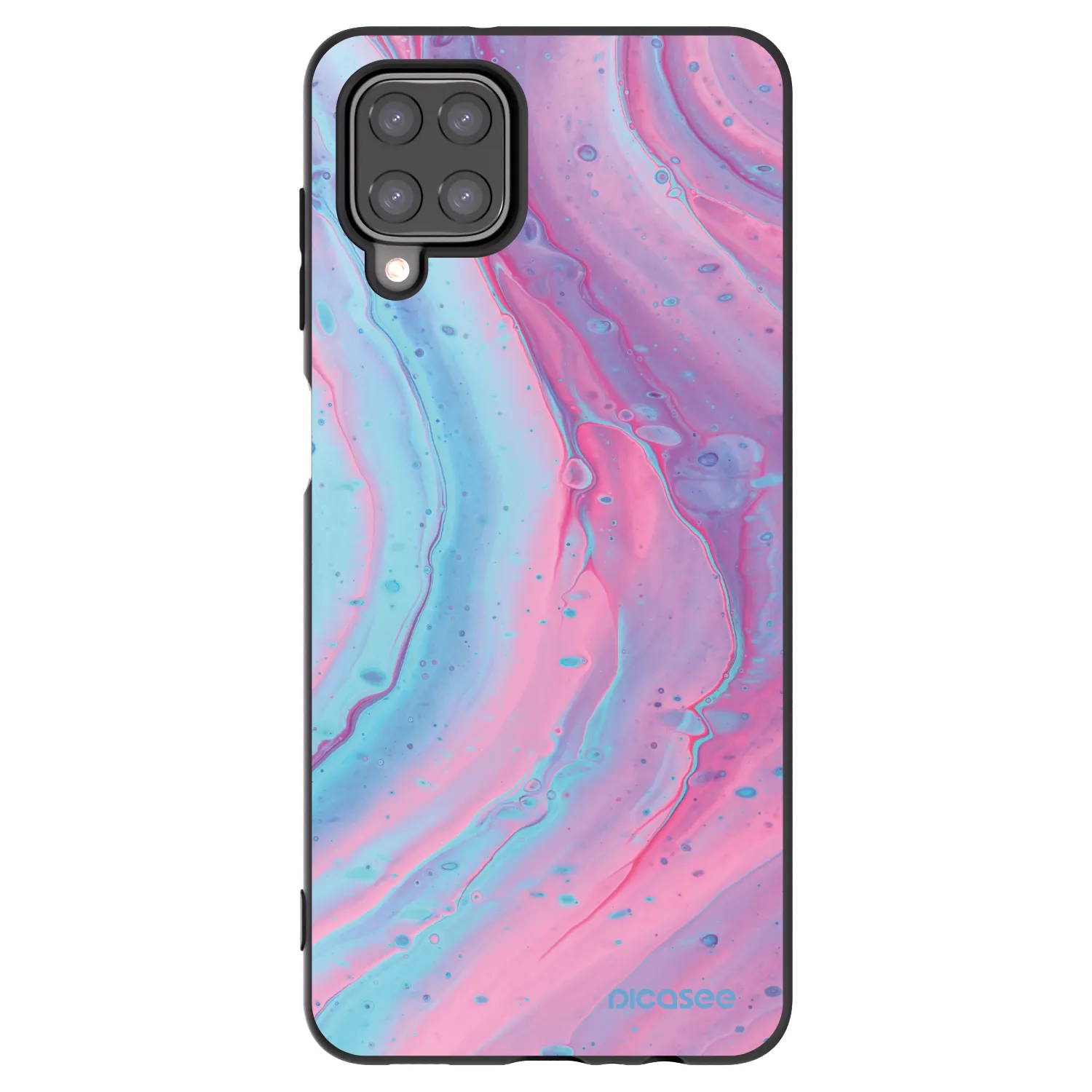 Picasee Μαύρη θήκη σιλικόνης για Samsung Galaxy A12 A125F - Pink liquid