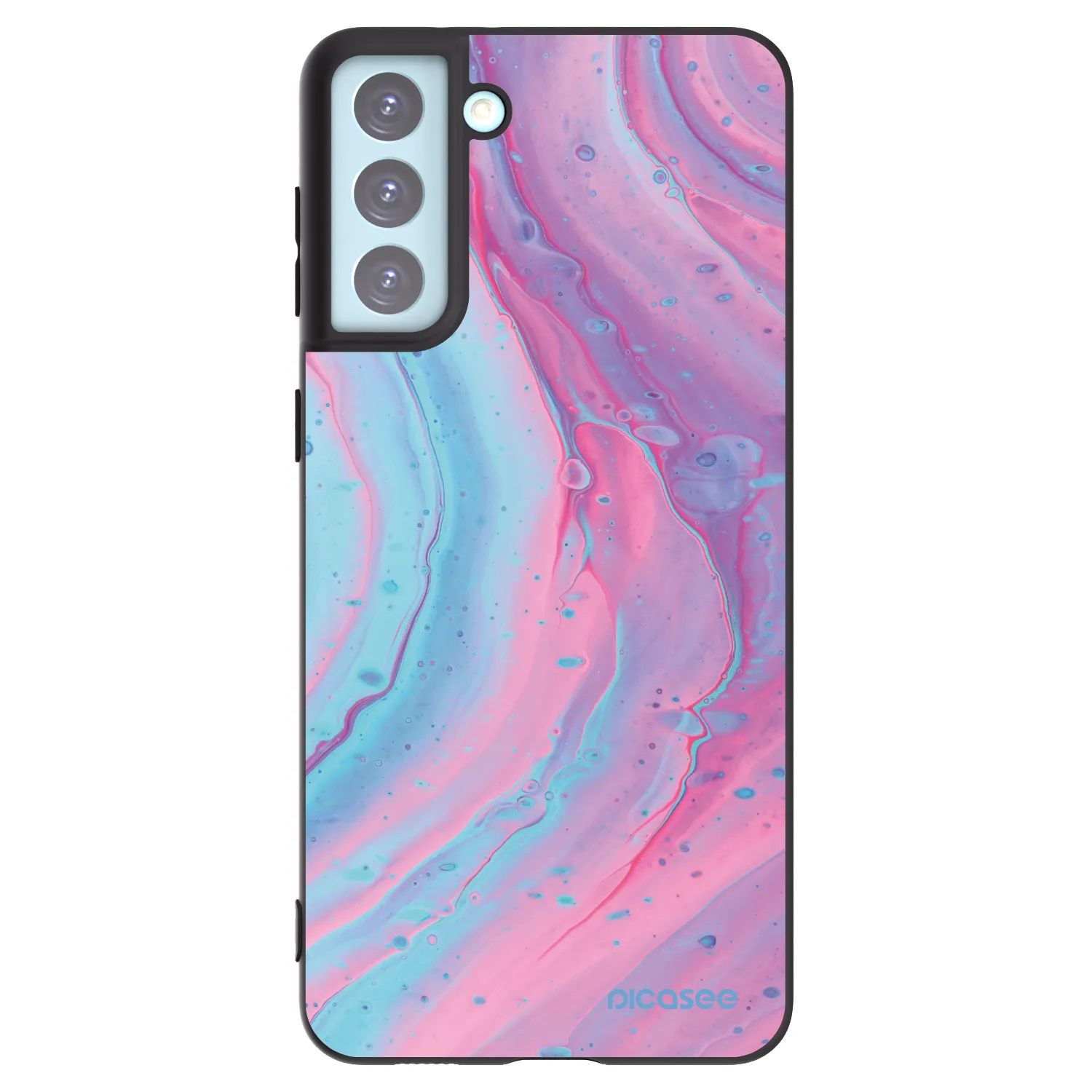 Picasee Μαύρη θήκη σιλικόνης για Samsung Galaxy S21+ 5G G996F - Pink liquid