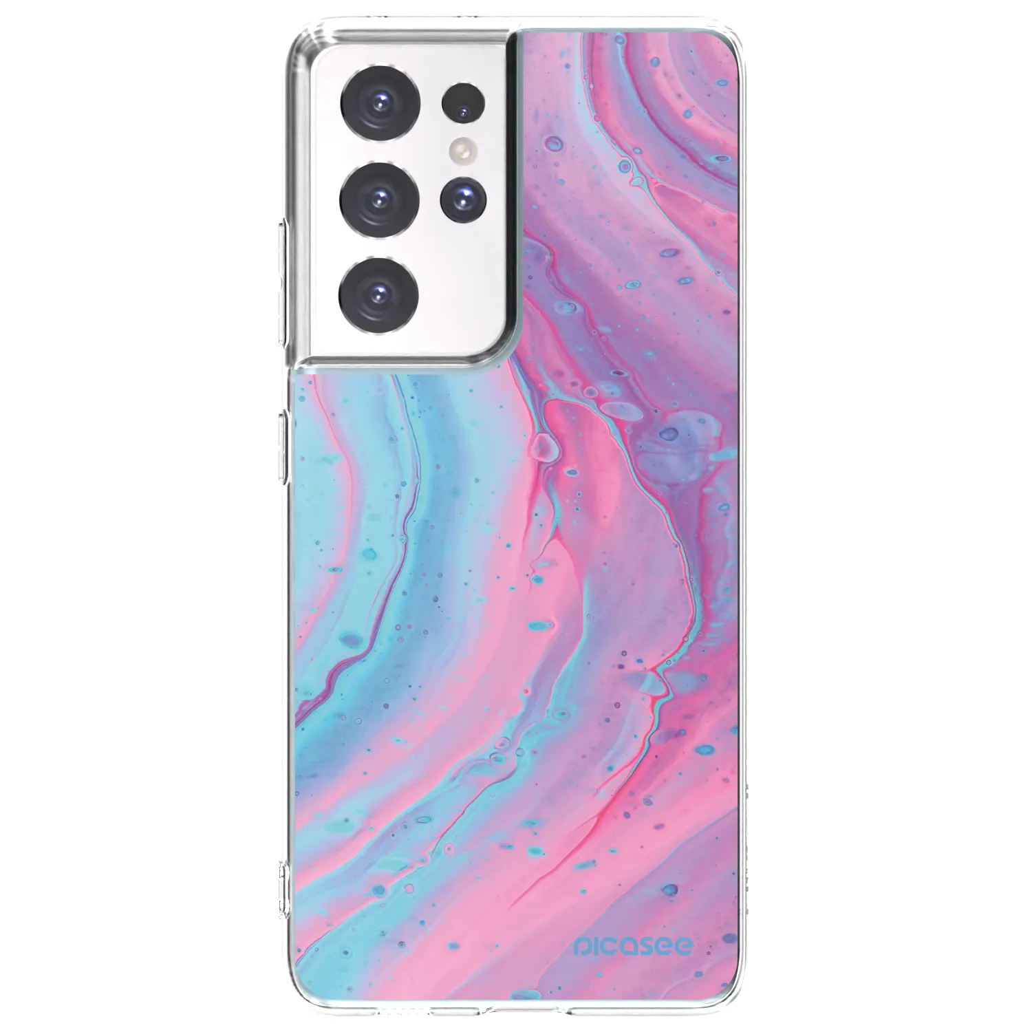 Picasee διαφανής θήκη σιλικόνης Samsung Galaxy S21 Ultra 5G G998B - Pink liquid