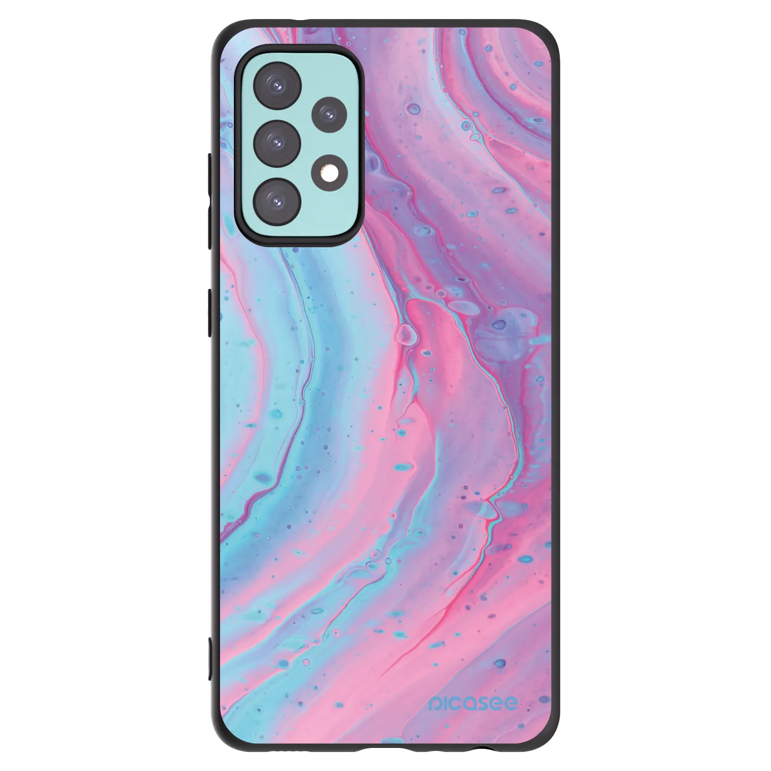 Picasee Μαύρη θήκη σιλικόνης για Samsung Galaxy A72 A725F - Pink liquid