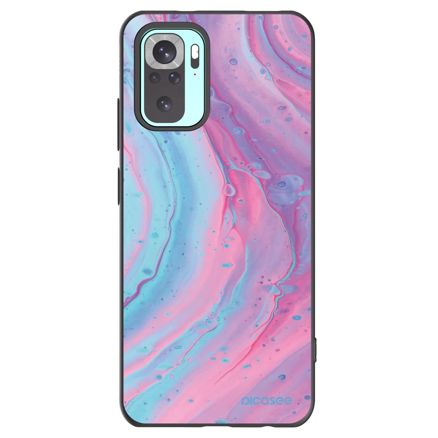 Picasee Μαύρη θήκη σιλικόνης για Xiaomi Redmi Note 10 Pro - Pink liquid