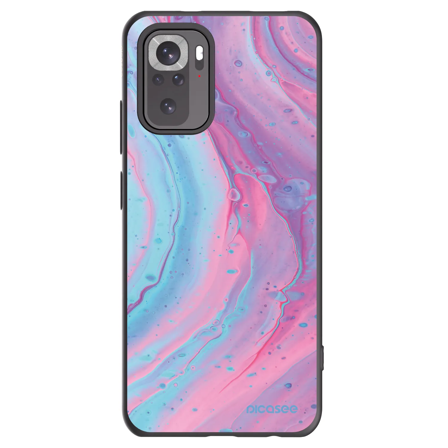 Picasee Μαύρη θήκη σιλικόνης για Xiaomi Redmi Note 10S - Pink liquid