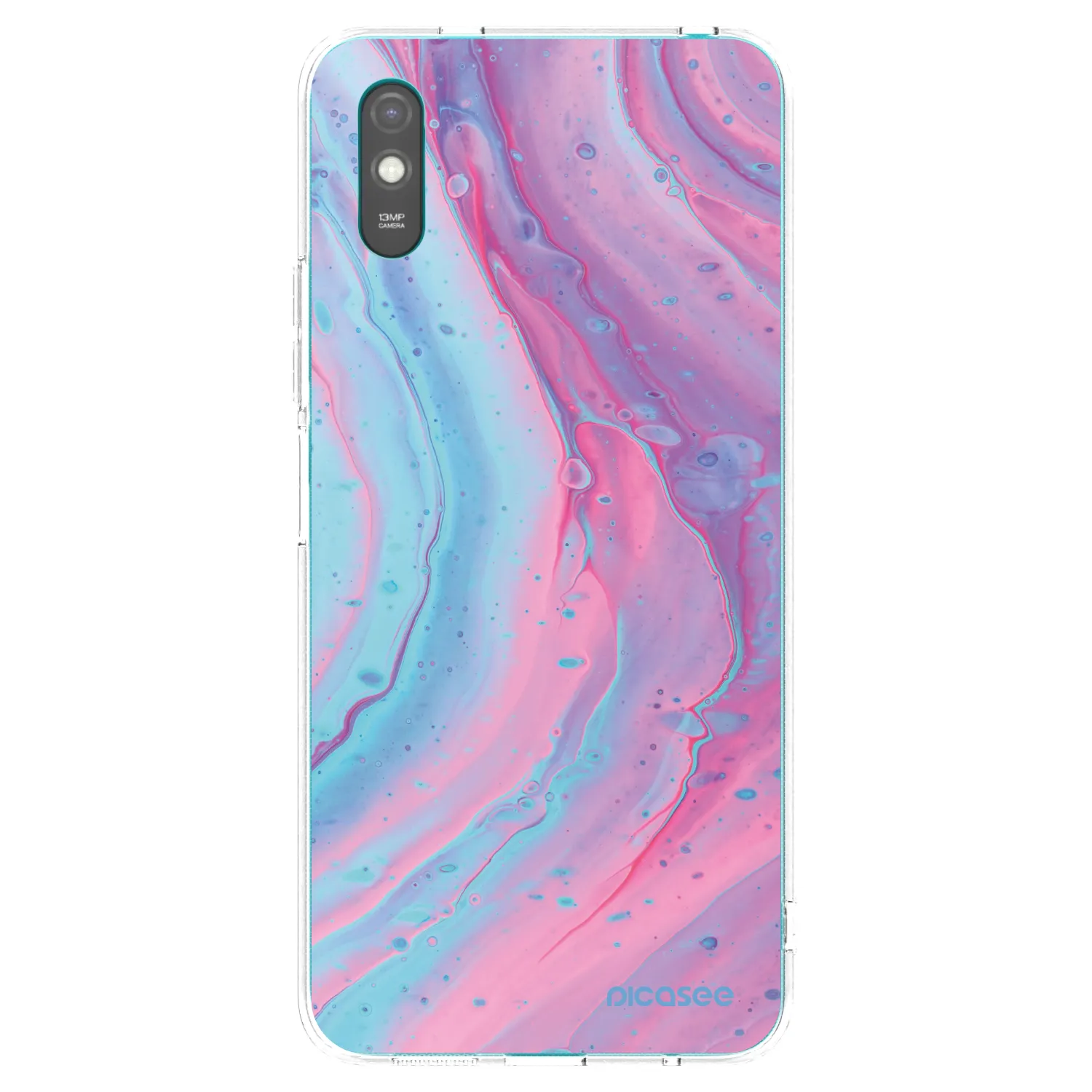 Picasee διαφανής θήκη σιλικόνης Xiaomi Redmi 9AT - Pink liquid