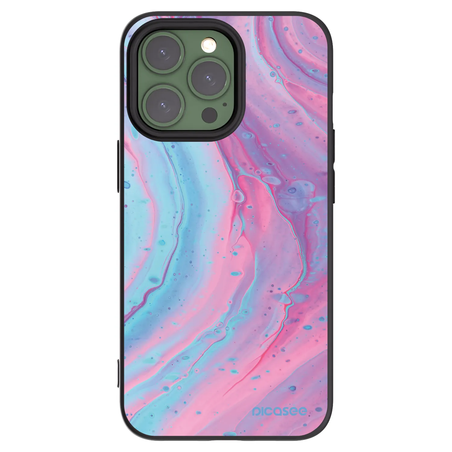Picasee Μαύρη θήκη σιλικόνης για Apple iPhone 13 Pro - Pink liquid