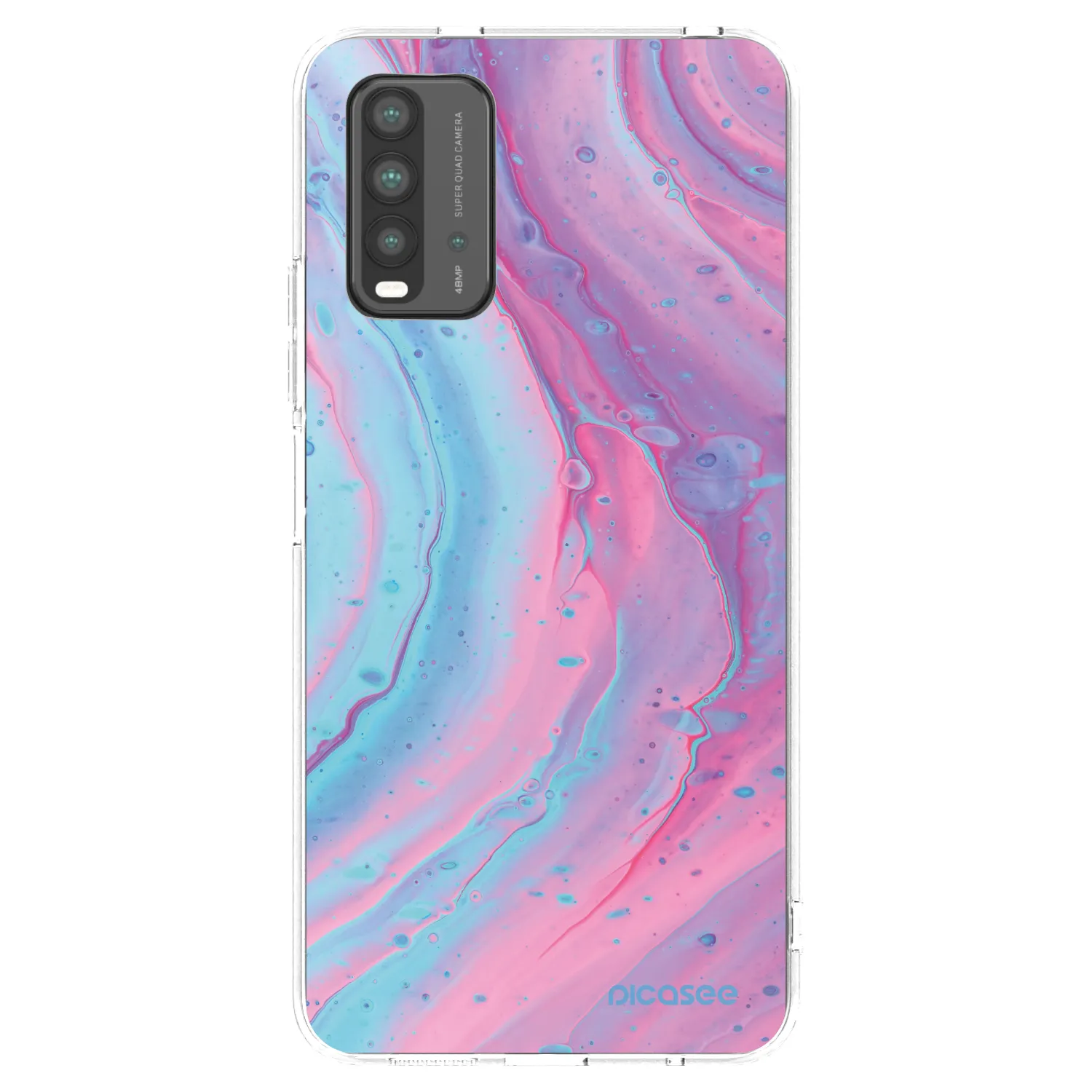 Picasee Μαύρη θήκη σιλικόνης για Xiaomi Redmi 9T - Pink liquid
