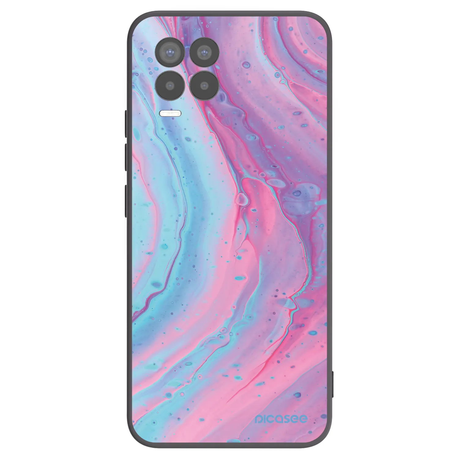 Picasee Μαύρη θήκη σιλικόνης για Realme 8 Pro - Pink liquid
