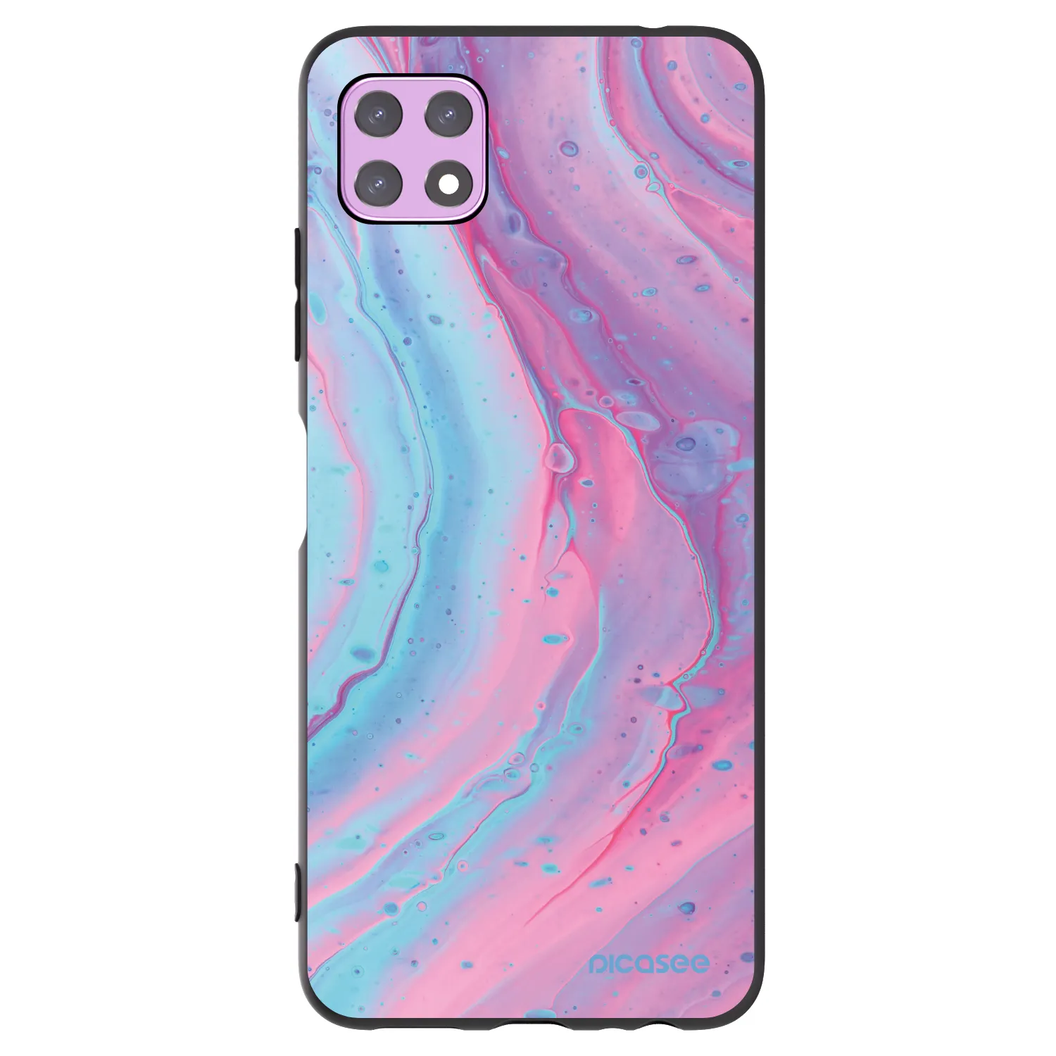 Picasee Μαύρη θήκη σιλικόνης για Samsung Galaxy A22 A226B 5G - Pink liquid