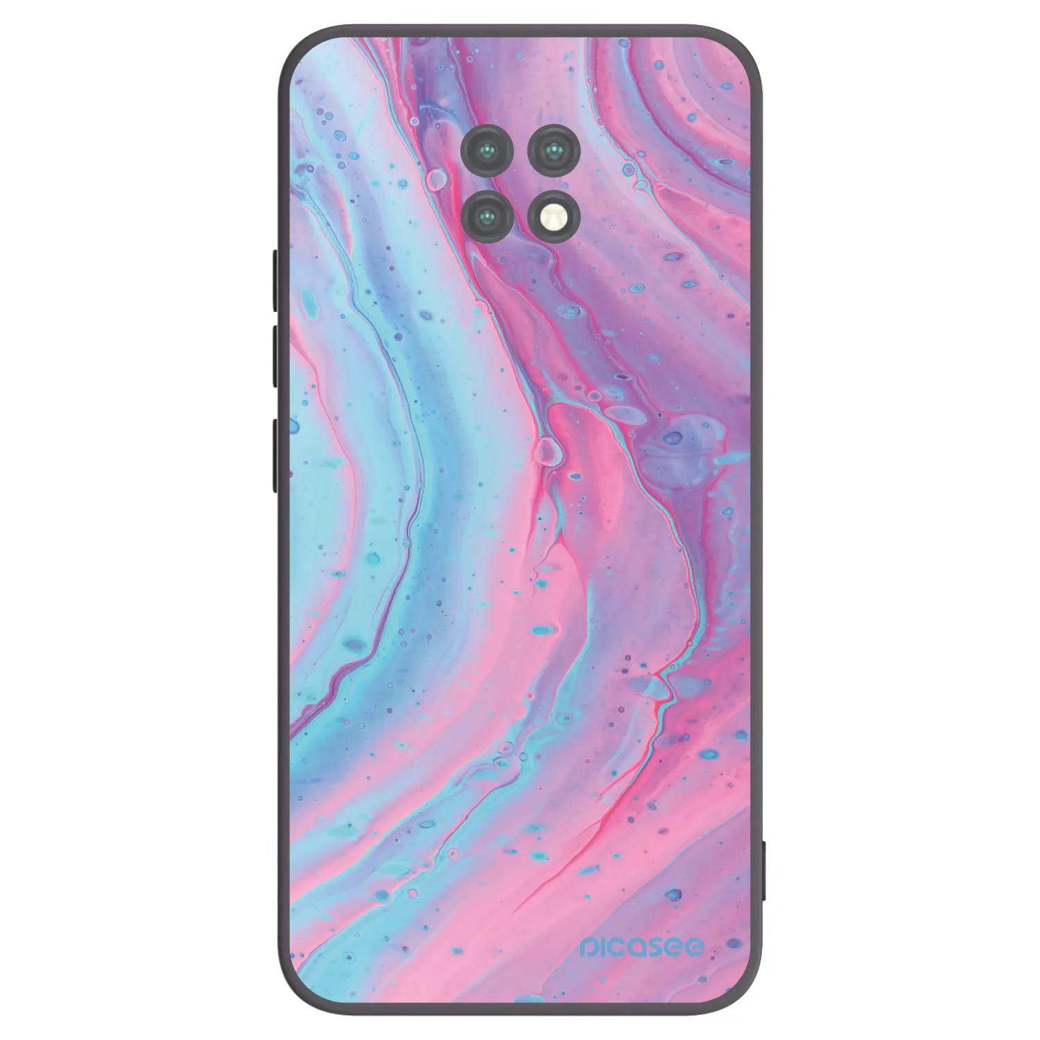 Picasee Μαύρη θήκη σιλικόνης για Xiaomi Redmi Note 9T - Pink liquid