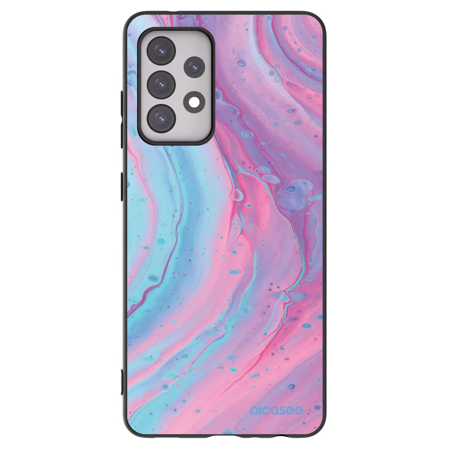 Picasee Μαύρη θήκη σιλικόνης για Samsung Galaxy A52s 5G A528B - Pink liquid