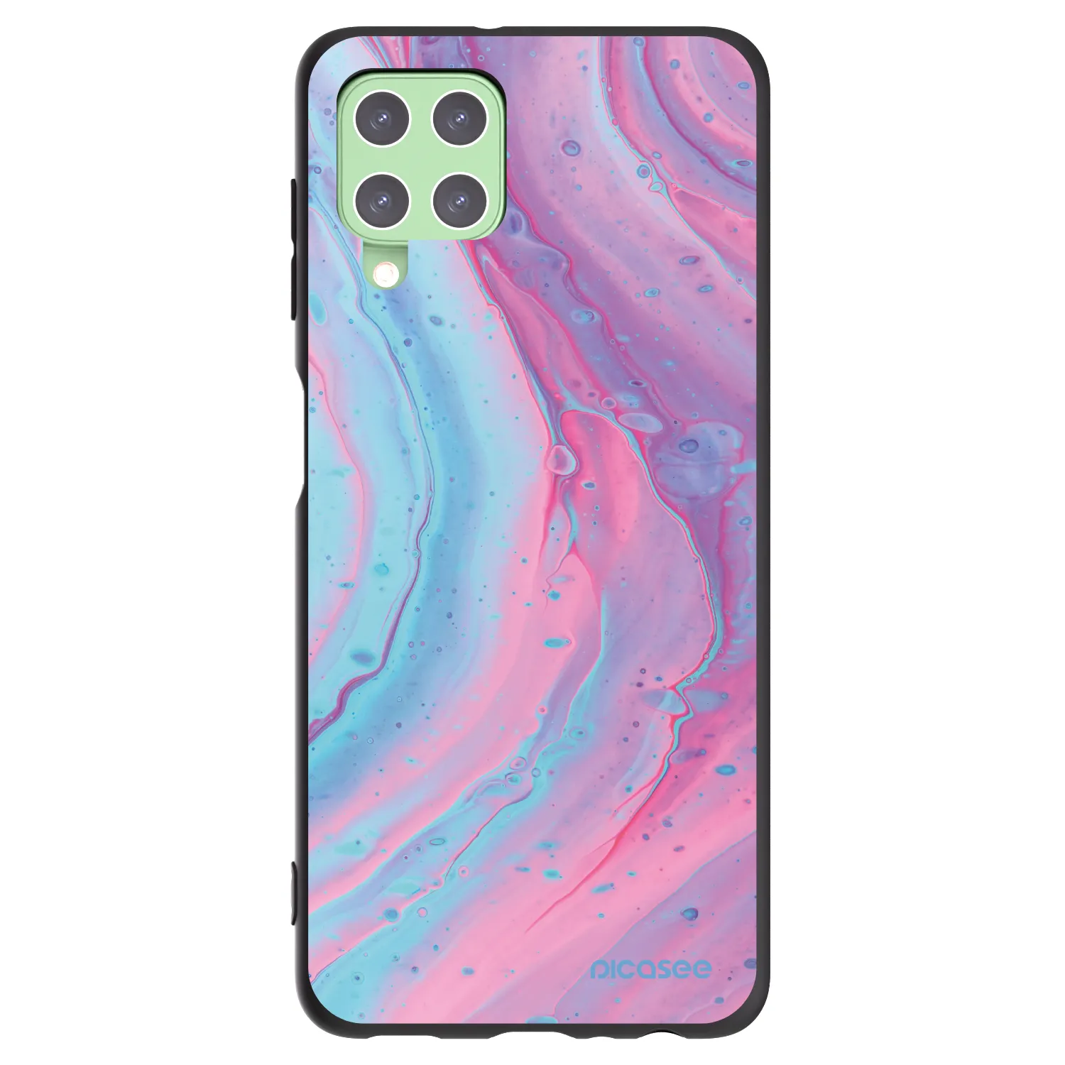 Picasee Μαύρη θήκη σιλικόνης για Samsung Galaxy A22 A225F 4G - Pink liquid