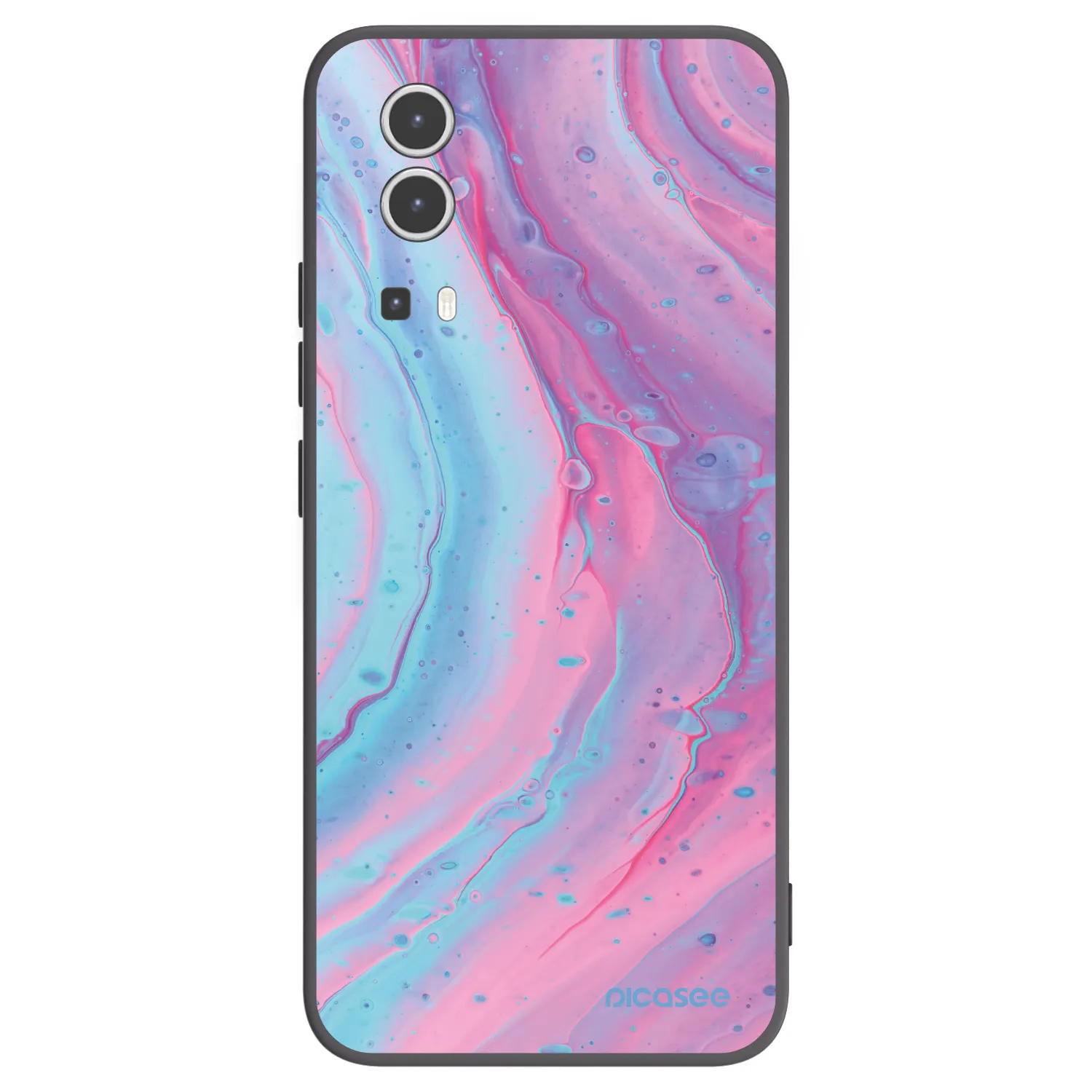 Picasee Μαύρη θήκη σιλικόνης για Vivo Y72 5G - Pink liquid