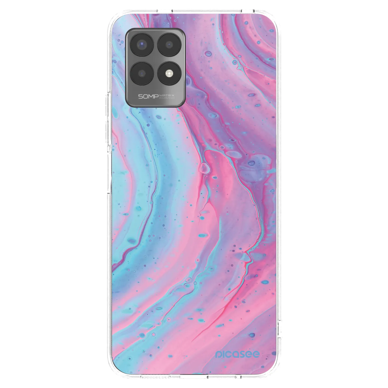 Picasee διαφανής θήκη σιλικόνης Realme 8i - Pink liquid