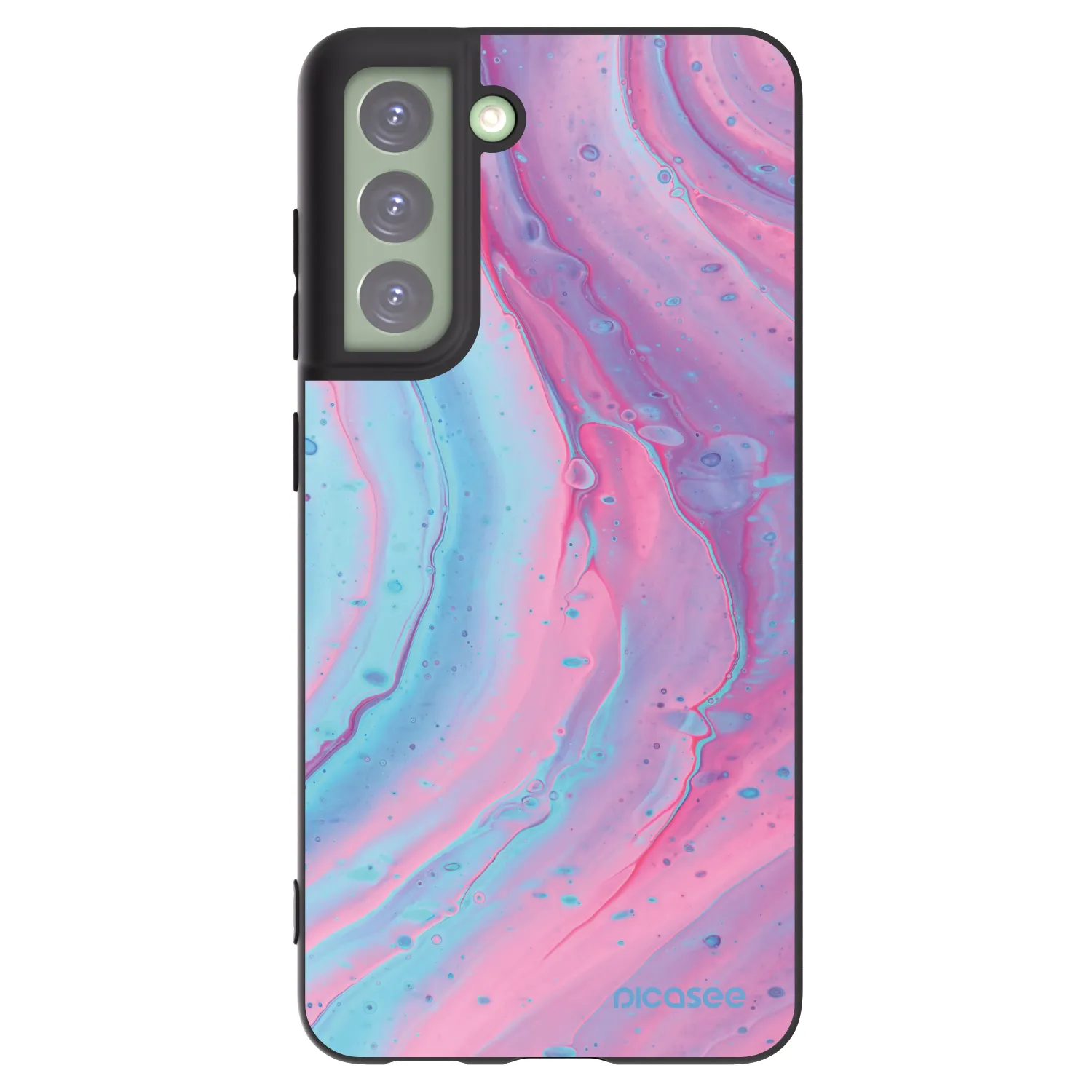 Picasee Μαύρη θήκη σιλικόνης για Samsung Galaxy S21 FE 5G - Pink liquid