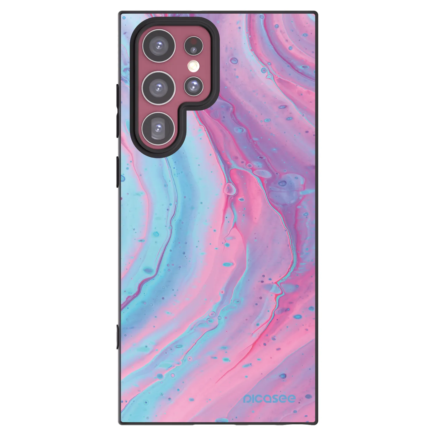 Picasee Μαύρη θήκη σιλικόνης για Samsung Galaxy S22 Ultra 5G - Pink liquid