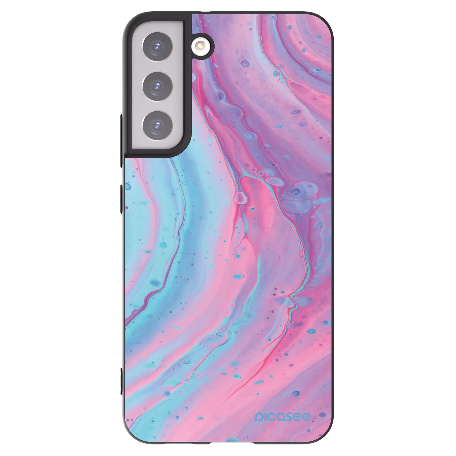 Picasee Μαύρη θήκη σιλικόνης για Samsung Galaxy S22+ 5G - Pink liquid
