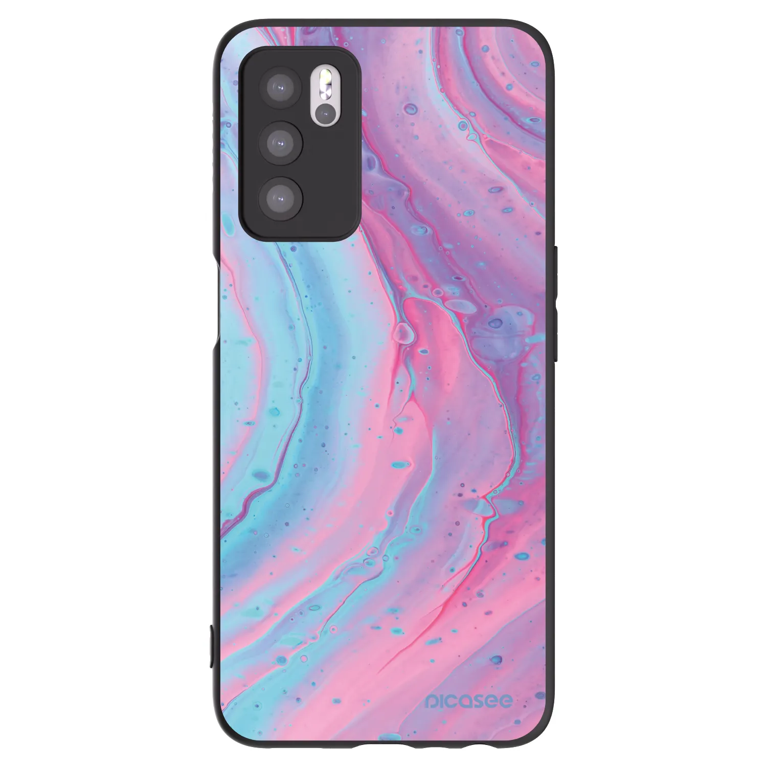 Picasee Μαύρη θήκη σιλικόνης για OPPO A16s - Pink liquid