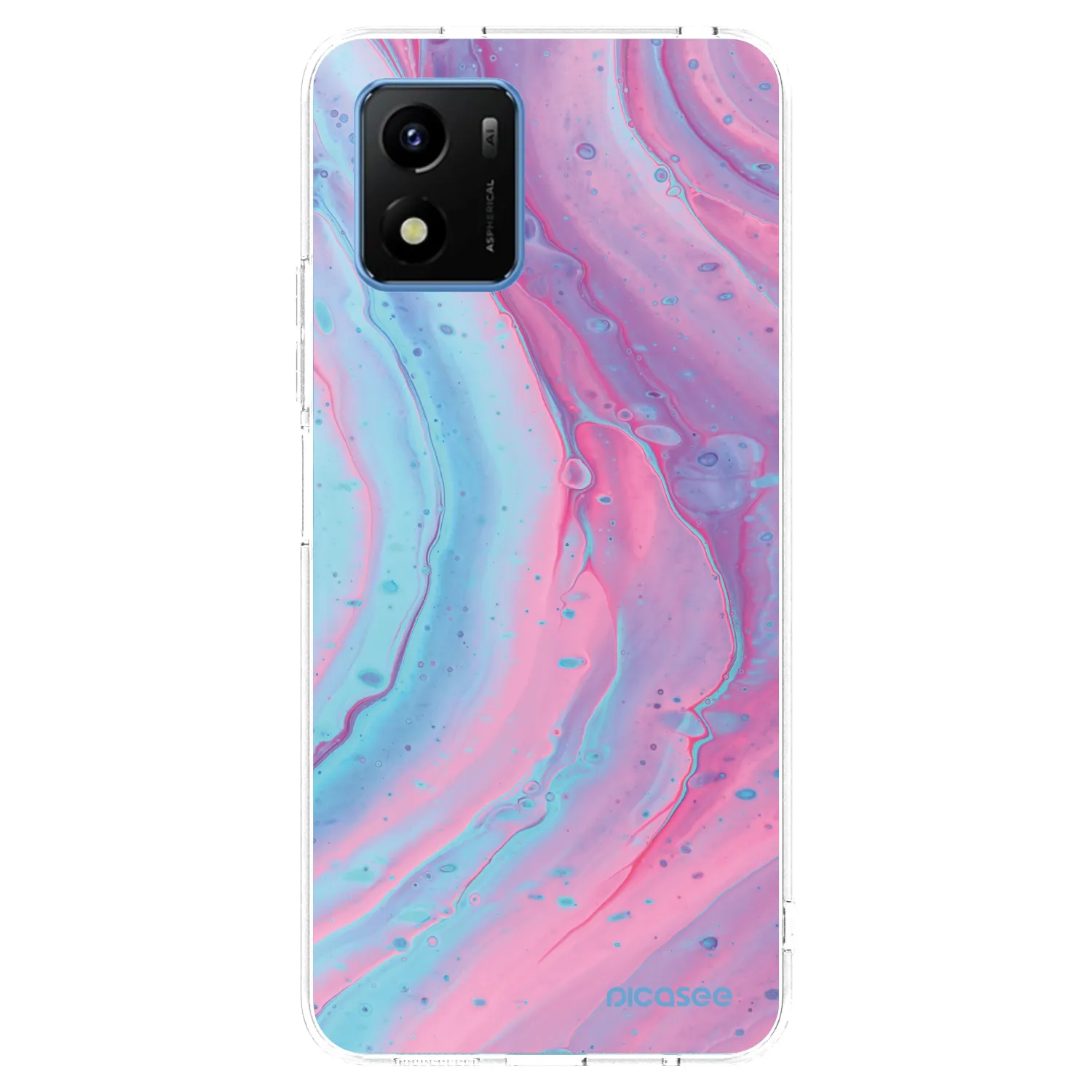 Picasee διαφανής θήκη σιλικόνης Vivo Y01 - Pink liquid