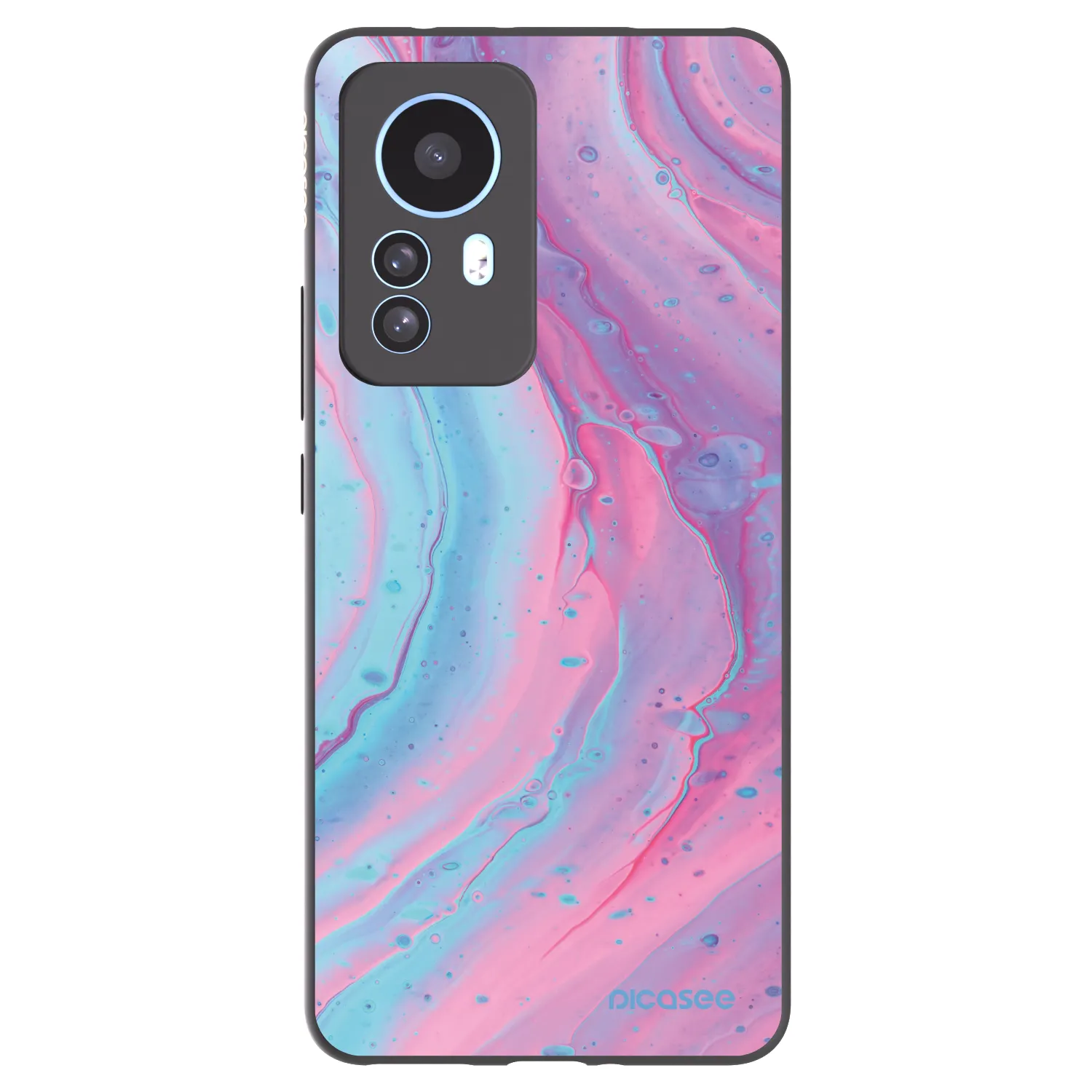 Picasee Μαύρη θήκη σιλικόνης για Xiaomi 12T Pro - Pink liquid