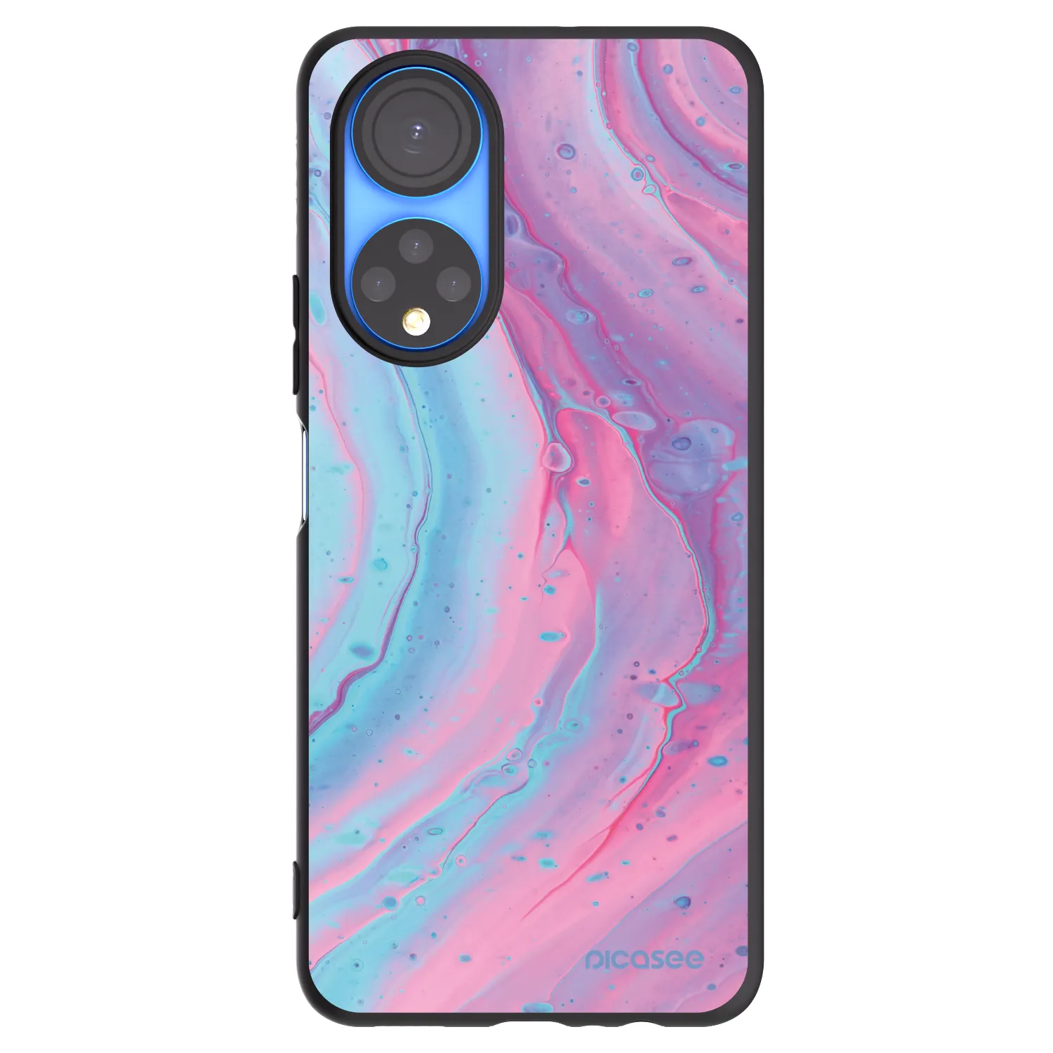 Picasee Μαύρη θήκη σιλικόνης για Honor X7 - Pink liquid